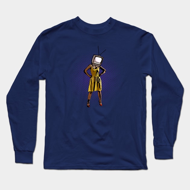 TVhead Long Sleeve T-Shirt by LordNeckbeard